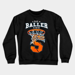 This Baller Is Now 5 Basketball Kids Boys 5Th Bday Party Crewneck Sweatshirt